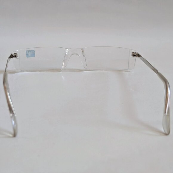 NWT Vintage 90's Small Rectangle Rimless Half Frame Reading Glasses (Silver) - Picture 4 of 4